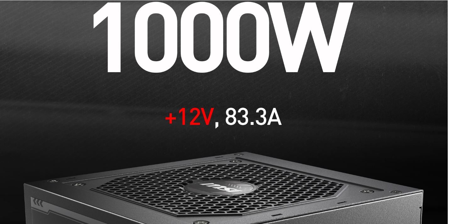 MSI - MAG A1000GL PCIE 5, 80 GOLD Fully Modular Gaming PSU MSI - MAG A1000GL PCIE 5, 80 GOLD Fully Modular Gaming PSU